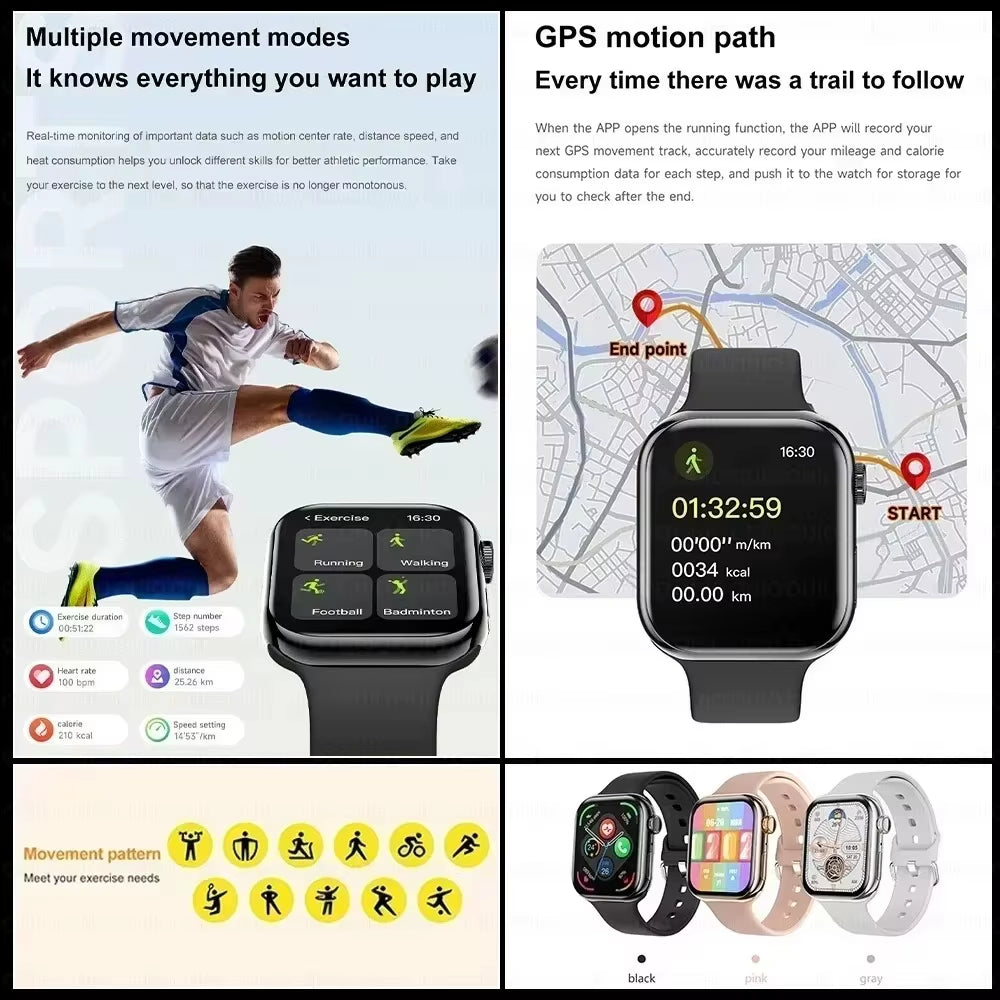 2025 GPS Smart Watch Series 10 for Apple Watch X 10 Memory Music Video Bluetooth Call Waterproof NFC Smartwatch for Android IOS
